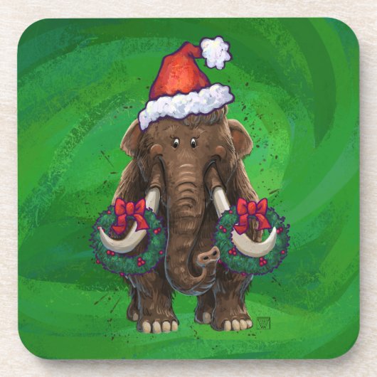 Festive Mastodon on Green Bier Onderzetter (Voorkant)