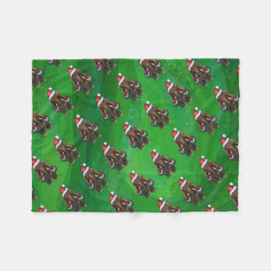 Festive Mastodon on Green Fleece Deken