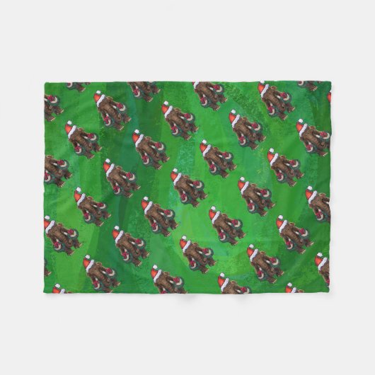 Festive Mastodon on Green Fleece Deken (Voorkant (Horizontaal))
