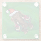 Festive Mastodon on Green Glazen Onderzetter (Achterkant)