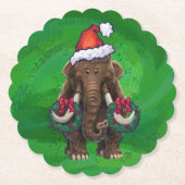 Festive Mastodon on Green Kartonnen Onderzetters (Voorkant)