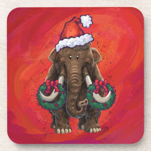 Festive Mastodon op Red Bier Onderzetter (Voorkant)