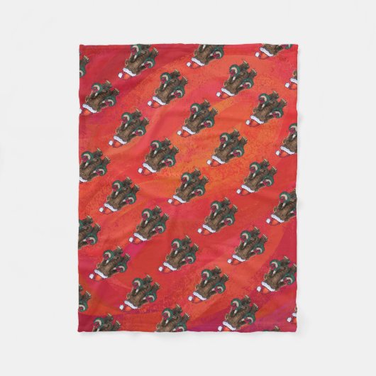 Festive Mastodon op Red Fleece Deken (Voorkant)