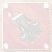 Festive Mastodon op Red Glazen Onderzetter (Achterkant)