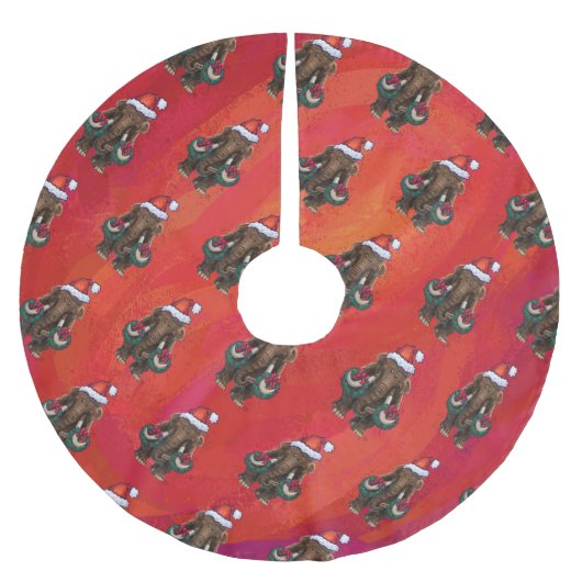 Festive Mastodon op Red Kerstboom Rok (Voorkant)