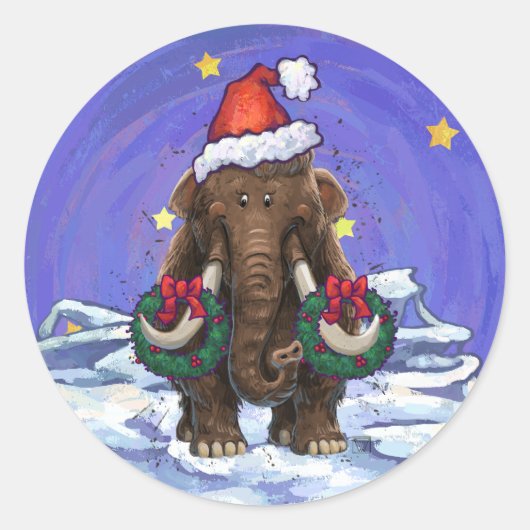 Festive Mastodon Ronde Sticker (Voorkant)
