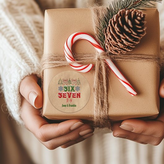 Festive Meme "Six Seven" 6 7 Xmas Kraft Ronde Sticker