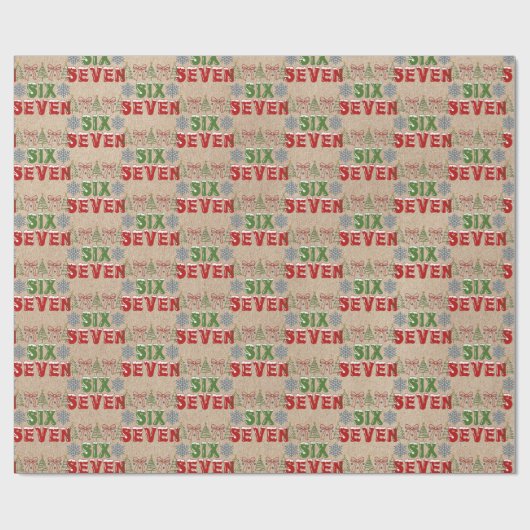 Festive Meme "Six Seven" 6,7 Xmas Trees Kraft  Cadeaupapier (Vlak)