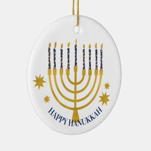 Festive Menorah Candles Happy Hanukkah Keramisch Ornament (Rechts)