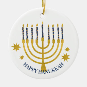 Festive Menorah Candles Happy Hanukkah Keramisch Ornament