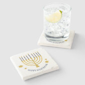 Festive Menorah Candles Happy Hanukkah Stenen Onderzetter (Zijkant)