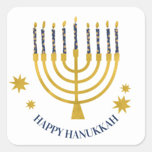 Festive Menorah Candles Happy Hanukkah Vierkante Sticker