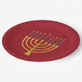 Festive Menorah Hanukkah Blue Candles Elegant Papieren Bordje (Gekanteld)