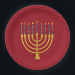 Festive Menorah Hanukkah Blue Candles Elegant Papieren Bordje<br><div class="desc">Faux goudfolie-menorah-kaarsen voor je Hanukkah-viering. Whimsical menorah-illustratie met witte sterren bedekte hemelse kaarsen op een faux gouden menorah kandle standaard. Menorah elegant starry Hanukkah illustreerde designgeschenken en papierproducten.</div>