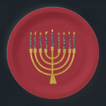 Festive Menorah Hanukkah Blue Candles Elegant Papieren Bordje<br><div class="desc">Faux goudfolie-menorah-kaarsen voor je Hanukkah-viering. Whimsical menorah-illustratie met witte sterren bedekte hemelse kaarsen op een faux gouden menorah kandle standaard. Menorah elegant starry Hanukkah illustreerde designgeschenken en papierproducten.</div>