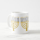 Festive Menorah Hanukkah Blue Candles Koffiemok (Voorkant links)