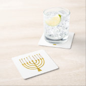 Festive Menorah Hanukkah Candles Elegant Minimal Kartonnen Onderzetters (Insitu)