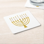 Festive Menorah Hanukkah Candles Elegant Minimal Kartonnen Onderzetters (Schuin)