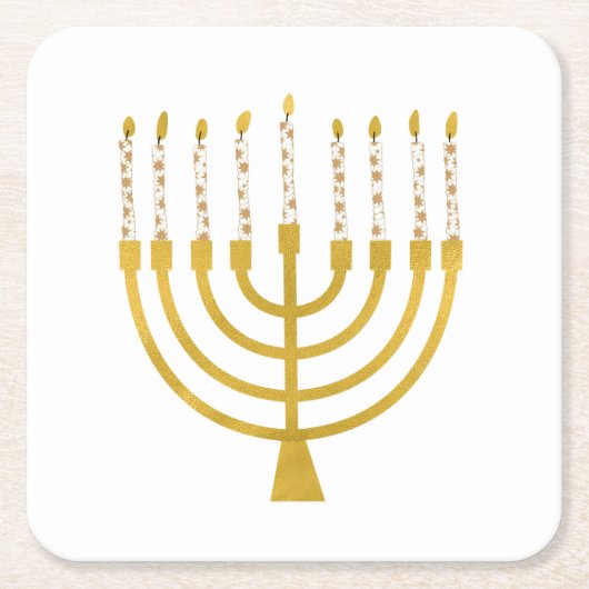 Festive Menorah Hanukkah Candles Elegant Minimal Kartonnen Onderzetters (Voorkant)