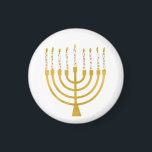 Festive Menorah Hanukkah Candles Elegant Minimal Magneet<br><div class="desc">Faux goudfolie-menorah-kaarsen voor je Hanukkah-viering. Whimsical menorah-illustratie met witte sterren bedekte hemelse kaarsen op een faux gouden menorah kandle standaard. Minimalistische menorah elegant starry Hanukkah illustreerde ontwerpcadeaus en papierproducten.</div>