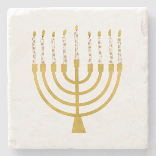 Festive Menorah Hanukkah Candles Elegant Minimal Stenen Onderzetter (Voorkant)