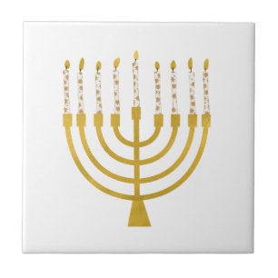 Festive Menorah Hanukkah Candles Elegant Minimal Tegeltje