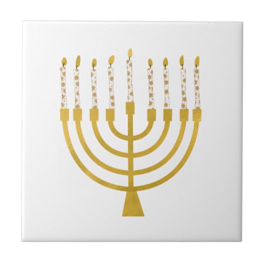 Festive Menorah Hanukkah Candles Elegant Minimal Tegeltje (Voorkant)