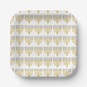 Festive Menorah Hanukkah Candles Elegant Pattern Papieren Bordje