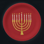 Festive Menorah Hanukkah Celestial Candle Ruby Red Papieren Bordje<br><div class="desc">Faux goudfolie-menorah-kaarsen voor je Hanukkah-viering. Whimsical menorah-illustratie met witte sterren bedekte hemelse kaarsen op een faux gouden menorah kandle standaard. Menorah elegant starry Hanukkah illustreerde designgeschenken en papierproducten.</div>