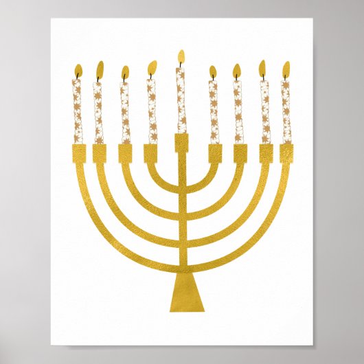 Festive Menorah Hanukkah Celestial Candles Drawing Poster (Voorkant)