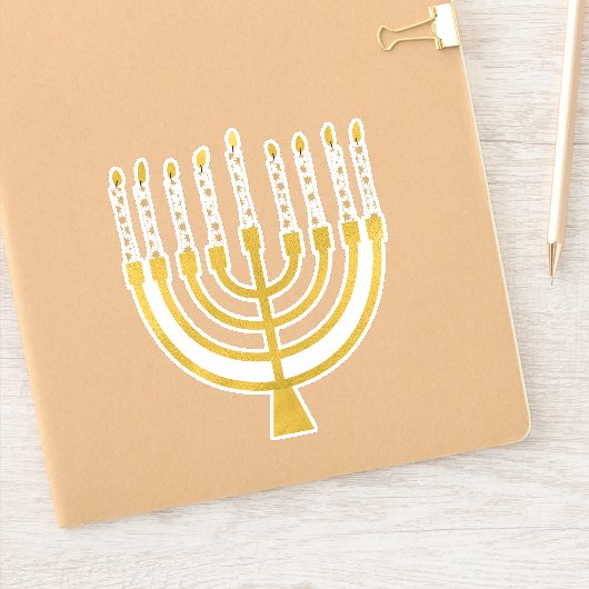 Festive Menorah Hanukkah Celestial Candles Elegant Sticker (Notitieboek)
