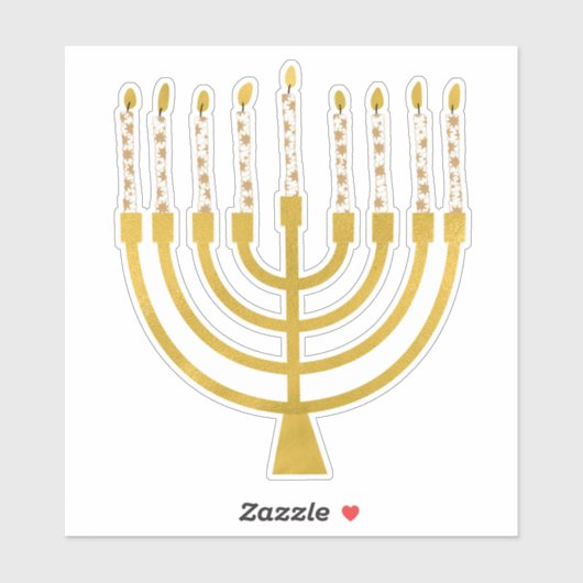 Festive Menorah Hanukkah Celestial Candles Elegant Sticker (Vel)