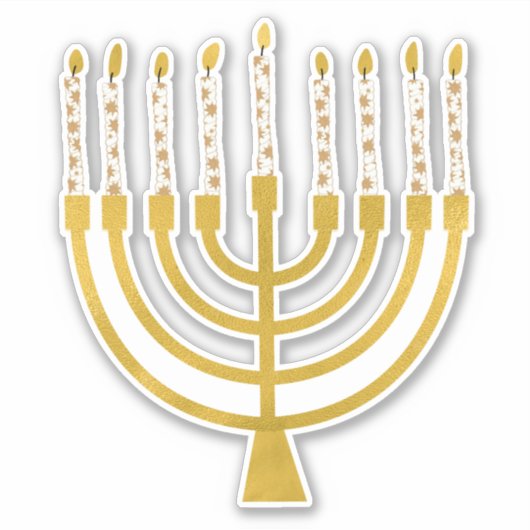 Festive Menorah Hanukkah Celestial Candles Elegant Sticker (Voorkant)
