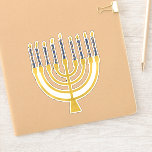 Festive Menorah Hanukkah Celestial Candles Elegant Sticker<br><div class="desc">Faux goudfolie-menorah-kaarsen voor je Hanukkah-viering. Whimsical menorah-illustratie met witte sterren bedekte hemelse kaarsen op een faux gouden menorah kandle standaard. Menorah elegant starry Hanukkah illustreerde designgeschenken en papierproducten.</div>