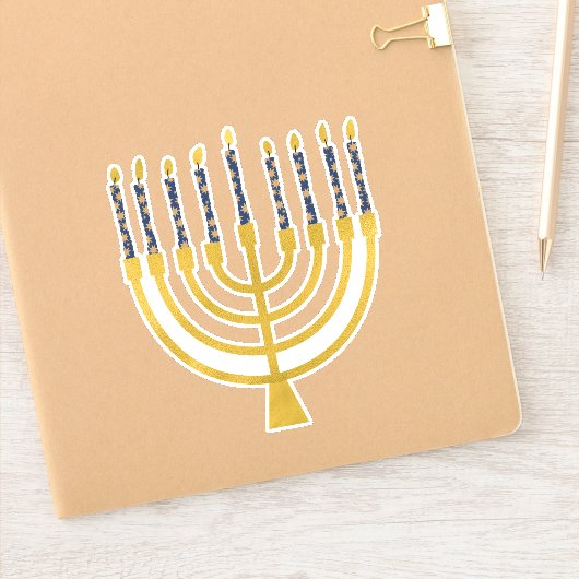 Festive Menorah Hanukkah Celestial Candles Elegant Sticker (Notitieboek)