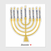 Festive Menorah Hanukkah Celestial Candles Elegant Sticker (Vel)