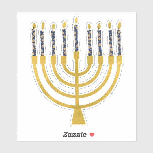 Festive Menorah Hanukkah Celestial Candles Elegant Sticker (Vel)