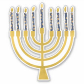 Festive Menorah Hanukkah Celestial Candles Elegant Sticker (Voorkant)
