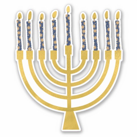 Festive Menorah Hanukkah Celestial Candles Elegant Sticker (Voorkant)