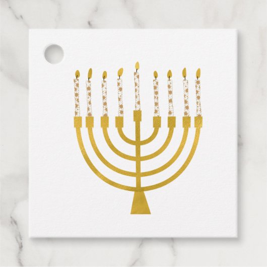 Festive Menorah Hanukkah Celestial Candles Wedding Bedankjes Labels (Voorkant)