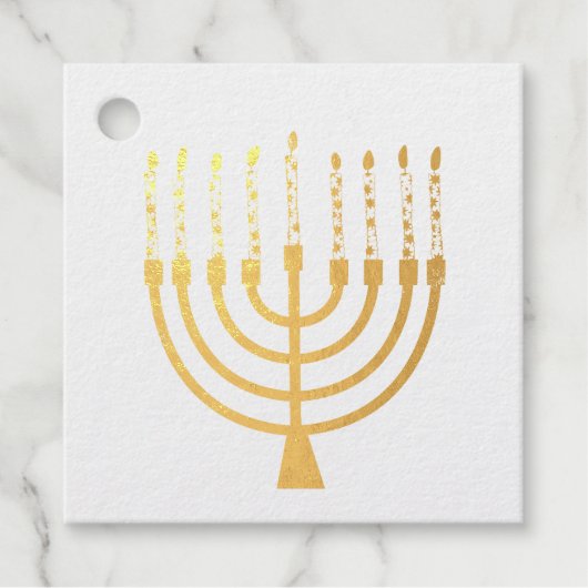 Festive Menorah Hanukkah Celestial Candles Wedding Bedankjes Labels (Voorkant)