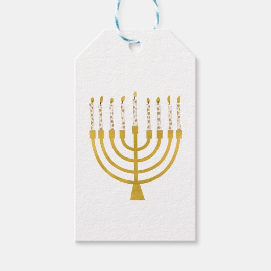 Festive Menorah Hanukkah Celestial Candles Wedding Cadeaulabel (Voorkant)