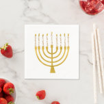 Festive Menorah Hanukkah Celestial Candles Wedding Servet<br><div class="desc">Faux goudfolie-menorah-kaarsen voor je Hanukkah-viering. Whimsical menorah-illustratie met witte sterren bedekte hemelse kaarsen op een faux gouden menorah kandle standaard. Menorah elegant starry bruiloft Hanukkah illustreerde designcadeaus en papierproducten.</div>