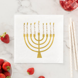 Festive Menorah Hanukkah Celestial Candles Wedding Servet