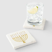 Festive Menorah Hanukkah Celestial Candles Wedding Stenen Onderzetter (Zijkant)