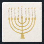 Festive Menorah Hanukkah Celestial Candles Wedding Stenen Onderzetter<br><div class="desc">Faux goudfolie-menorah-kaarsen voor je Hanukkah-viering. Whimsical menorah-illustratie met witte sterren bedekte hemelse kaarsen op een faux gouden menorah kandle standaard. Menorah elegant starry bruiloft Hanukkah illustreerde designcadeaus en papierproducten.</div>