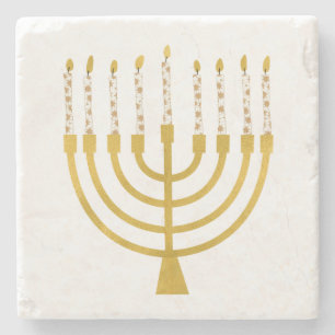 Festive Menorah Hanukkah Celestial Candles Wedding Stenen Onderzetter