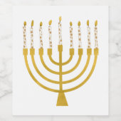 Festive Menorah Hanukkah Celestial Candles Wedding Wijn Etiket (Enkel label)
