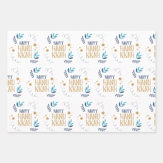 Festive Menorah Hanukkah Inpakpapier Vel (Voorkant 3)