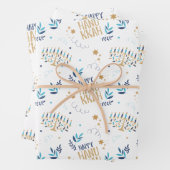 Festive Menorah Hanukkah Inpakpapier Vel (In situ)